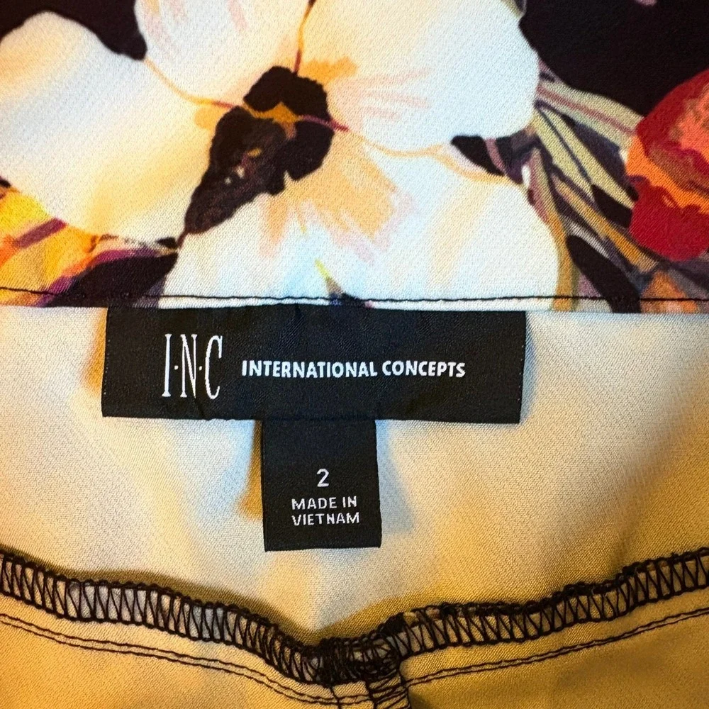 INC International Concepts Floral Wide Leg High Waist Cropped Pants 2 Artsy Boho